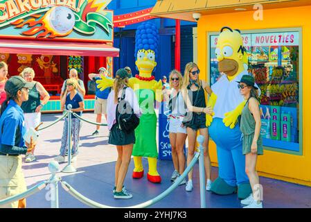 Los Angelos, Kalifornien, USA - 07 September, 2018: Die Welt der berühmten Park Universal Studios in Hollywood. Die Simpsons. Stockfoto