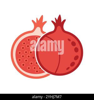 Einfache Vektor-Illustration eines Granatapfels, in einem einfachen und sauberen Stil, geeignet für Lebensmittel und Gesundheit Themen. Flache Illustration der Früchte. Stock Vektor