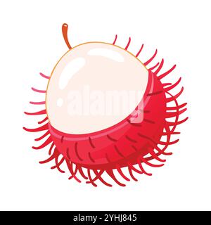 Einfache Vektor-Illustration eines Rambutans, in einem einfachen und sauberen Stil, geeignet für Lebensmittel und Gesundheit Themen. Flache Illustration der Früchte. Stock Vektor