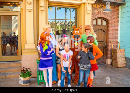 Los Angelos, Kalifornien, USA - 07 September, 2018: Die Welt der berühmten Park Universal Studios in Hollywood. Sämtliche Zeichen der Comic Scooby-Doo. Stockfoto