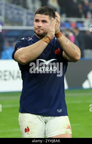 Saint Denis, Frankreich. November 2024. Julien Marchand von Frankreich grüßt die Fans nach dem Rugby-union-Spiel der Autumn Nations Series 2025 zwischen Frankreich und Japan am 9. November 2024 im Stade de France in Saint-Denis bei Paris, Frankreich - Foto Jean Catuffe/DPPI Credit: DPPI Media/Alamy Live News Stockfoto