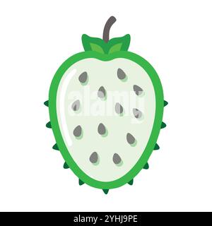 Einfache Vektor-Illustration eines Soursop, in einem einfachen und sauberen Stil, geeignet für Lebensmittel und Gesundheit Themen. Flache Illustration der Früchte. Stock Vektor