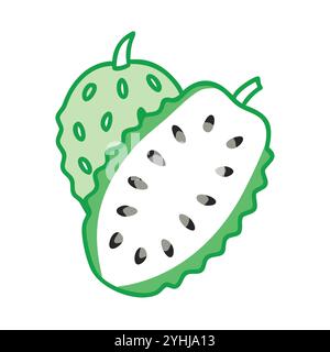 Einfache Vektor-Illustration eines Soursop, in einem einfachen und sauberen Stil, geeignet für Lebensmittel und Gesundheit Themen. Flache Illustration der Früchte. Stock Vektor
