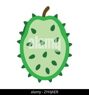 Einfache Vektor-Illustration eines Soursop, in einem einfachen und sauberen Stil, geeignet für Lebensmittel und Gesundheit Themen. Flache Illustration der Früchte. Stock Vektor