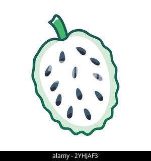 Einfache Vektor-Illustration eines Soursop, in einem einfachen und sauberen Stil, geeignet für Lebensmittel und Gesundheit Themen. Flache Illustration der Früchte. Stock Vektor