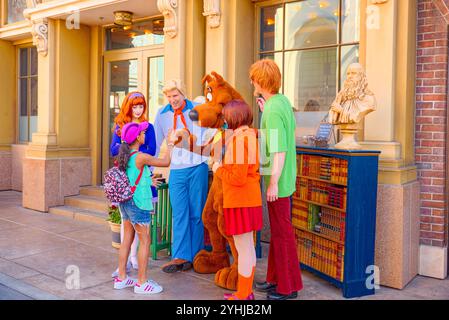 Los Angelos, Kalifornien, USA - 07 September, 2018: Die Welt der berühmten Park Universal Studios in Hollywood. Sämtliche Zeichen der Comic Scooby-Doo. Stockfoto