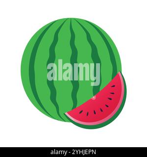 Einfache Vektor-Illustration einer Wassermelone, in einem einfachen und sauberen Stil, geeignet für Lebensmittel und Gesundheit Themen. Flache Illustration der Früchte. Stock Vektor
