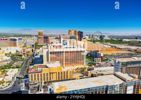 Las Vegas, Nevada, USA - 17. September 2018: die Hauptstraße von Las Vegas Strip. Blick von oben. Stockfoto