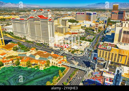 Las Vegas, Nevada, USA - 17. September 2018: die Hauptstraße von Las Vegas Strip. Blick von oben. Stockfoto