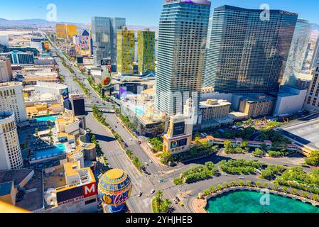 Las Vegas, Nevada, USA - 17. September 2018: die Hauptstraße von Las Vegas Strip. Blick von oben. Stockfoto