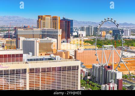 Las Vegas, Nevada, USA - 17. September 2018: die Hauptstraße von Las Vegas Strip. Blick von oben. Stockfoto