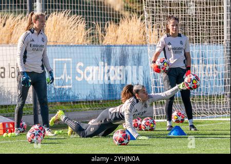 Valdebebas, Madrid, Spanien. November 2024. REAL MADRID Torhüter Training 1 MARÃÂ A ISABEL RODRÃÂ GUEZ (MISA) (Credit Image: © Oscar Manuel Sanchez/ZUMA Press Wire) NUR REDAKTIONELLE VERWENDUNG! Nicht für kommerzielle ZWECKE! Stockfoto