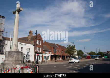 Blick auf Market Hill in ST Ives, Cambridgeshire in Großbritannien Stockfoto