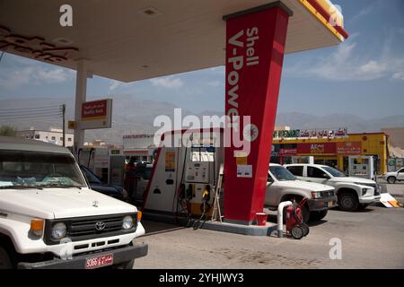 Shell Tankstelle al hamra oman im Nahen Osten Stockfoto