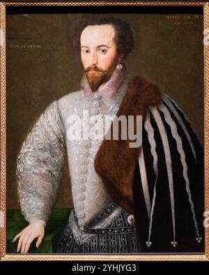 Sir Walter Ralegh (Raleigh), (1554–1618), 1588, von einem unbekannten englischen Künstler, National Portrait Gallery, London, Großbritannien Stockfoto