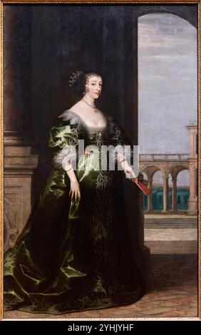 Henrietta Maria, (1609–1669), ca. 1635, Porträt eines unbekannten Künstlers mit Hintergrund von Hendrik van Steenwyck, National Portrait Gallery, London, Stockfoto