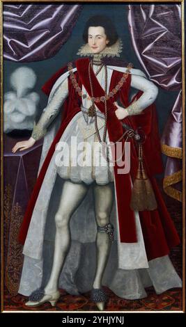 George Villiers, 1. Duke of Buckingham, 1592–1628, um 1616, im Studio von William Larkin, National Portrait Gallery, London, Großbritannien Stockfoto