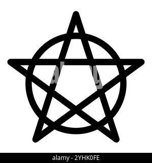 Pentagramm umschrieben durch einen Kreis. Fünfzackiges Sternschild. Magisches Symbol des Glaubens. Einfache flache schwarze Abbildung. Stock Vektor