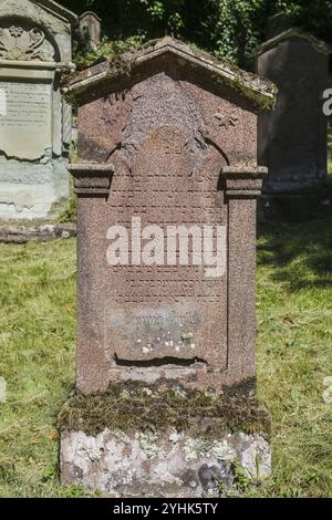 Jüdischer Friedhof Haigerloch, geschaffen 1803, Grabsteine, Inschrift, jüdische Gemeinde, Judentum, Kulturdenkmal, Haigerloch, Zollernalbkreis, Baden-W Stockfoto