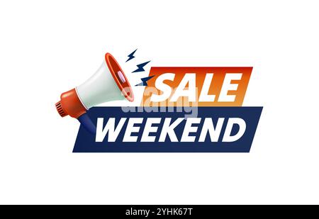 Wochenendangebot. Sprechblase mit Megaphon. Sonderangebot. Symbol für die Verkaufsaktion. Vektor Stock Vektor