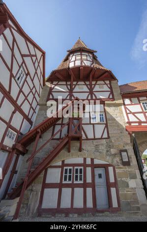 Roedelse Tor, erbaut im 13. Jahrhundert, Teil der Stadtbefestigung von Iphofen, Unterfranken, Bayern, Deutschland, Europa Stockfoto