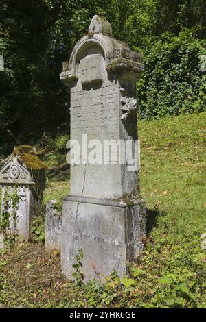 Jüdischer Friedhof Haigerloch, geschaffen 1803, Grabsteine, Inschrift, jüdische Gemeinde, Judentum, Kulturdenkmal, Haigerloch, Zollernalbkreis, Baden-W Stockfoto