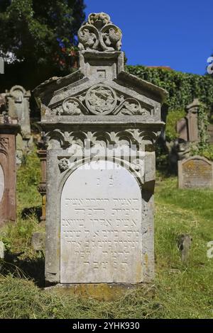 Jüdischer Friedhof Haigerloch, geschaffen 1803, Grabsteine, Inschrift, jüdische Gemeinde, Judentum, Kulturdenkmal, Haigerloch, Zollernalbkreis, Baden-W Stockfoto