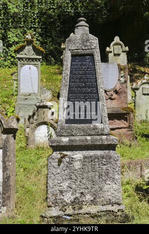 Jüdischer Friedhof Haigerloch, geschaffen 1803, Grabsteine, Inschrift, jüdische Gemeinde, Judentum, Kulturdenkmal, Haigerloch, Zollernalbkreis, Baden-W Stockfoto