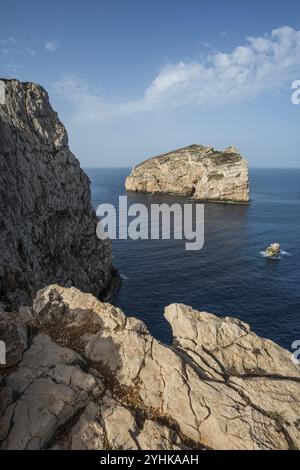 Küste mit steilen Klippen, Capo Caccia, bei Alghero, Sardinien, Italien, Europa Stockfoto