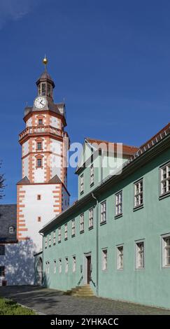 Schloss Ehrenstein, ein gut erhaltenes Renaissanceschloss mit Burggarten. Ohrdruf, Thüringen, Deutschland, Europa Stockfoto