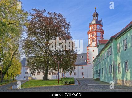 Schloss Ehrenstein, ein gut erhaltenes Renaissanceschloss. Ohrdruf, Thüringen, Deutschland, Europa Stockfoto