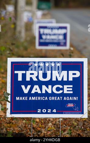 Politische Beschilderung am Straßenrand in West Dennis, Massachusetts am Cape Cod Stockfoto