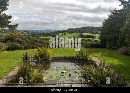 Blick auf die Landschaft in den Burrow Farm Gardens Stockfoto