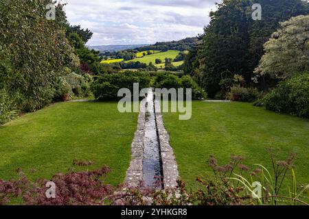 Blick auf die Landschaft in den Burrow Farm Gardens Stockfoto