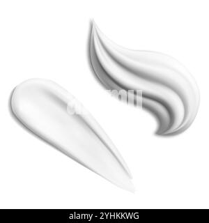 Schönheitscreme-Schlaganfall. Weiße kosmetische Lotion Textur, Vektorprobe auf sauberem Hintergrund. Creme Creme für Gesicht Haut Tropfen. Sonnenschutzmittel Foundation Balsam sm Stock Vektor