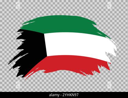 Flagge von Kuwait mit verstörtem Pinseleffekt auf isoliertem Hintergrund Stock Vektor