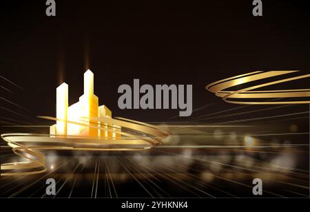 Gold City Building, Golden Real Estate Apartment Mit Luxuriösem, Elegantem Logo Design. Stock Vektor