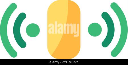 Symbol für Kommunikation und Freiheit des drahtlosen Netzwerks. Abstrakte Techno-Ikone für modernes und technologisches Retro-Design. Einfaches Farbvektor-Piktogramm Stock Vektor
