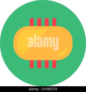 Runder Aufkleber mit AI-Schema. Hochpräzises elektronisches Produkt, abstraktes Techno Circle Symbol für modernes und technologisches Retro-Design. Einfacher Farbvektor Stock Vektor