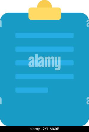 Ordnertablett mit Befestigungsclip zum Organisieren von Dokumenten und Papierbögen. Tablet für bequemes Arbeiten mit Dokumenten Element. Einfache flache vecto Stock Vektor