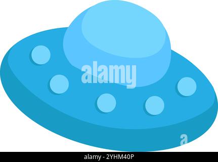 Fliegende Untertasse klassisches außerirdisches Raumschiff in Form einer Untertasse-Ikone. Ein außerirdisches Raumschiff von einem entfernten Galaxienelement. Einfacher flacher Vektor isoliert auf weißem Ba Stock Vektor