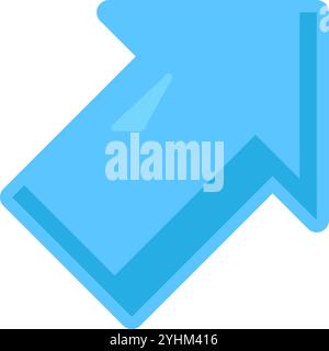 Blauer Pfeil, der diagonal nach oben in Richtung steigendes Trendsymbol zeigt. Erhöhung der finanziellen und technischen Parameter und Indikatoren. Simpl Stock Vektor