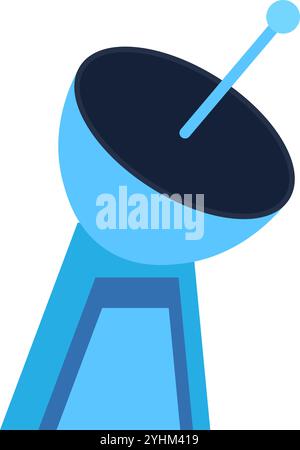 Symbol für terrestrisches Fernsehen und Radio Satellitenantenne. Stationäres Objekt-Tracking-Geräteelement. Einfacher flacher Vektor isoliert auf Stock Vektor
