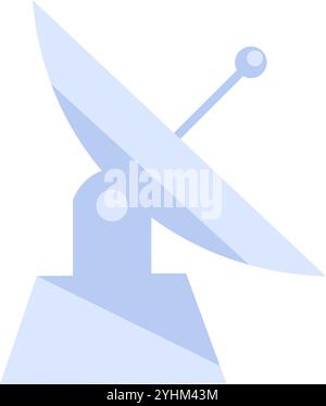 Symbol für massive Satellitenantenne zur Übertragung von Funksignalen über große Entfernungen in den Weltraum. Festes Antennenelement der Satellitenschüssel. Einfacher flacher Vektor Stock Vektor