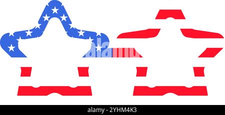 Vektor-Illustration von sternförmigen Brillen aus der Sammlung amerikanischer Flaggenmotive. Eine Feier der amerikanischen Kultur und Identität. Unabhängig Stock Vektor
