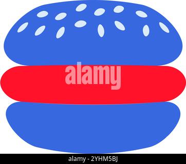 Vektor-Illustration eines Hamburger mit Sesamsamen aus der Sammlung von Ikonen mit amerikanischer Flagge. Eine Feier der amerikanischen Kultur und Identität Stock Vektor