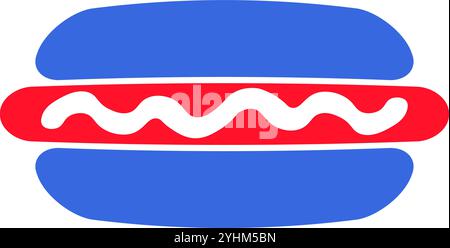 Vektor-Illustration eines Hotdogs aus der Sammlung von Symbolen mit amerikanischer Flagge. Eine Feier der amerikanischen Kultur und Identität. Unabhängigkeitstag c Stock Vektor