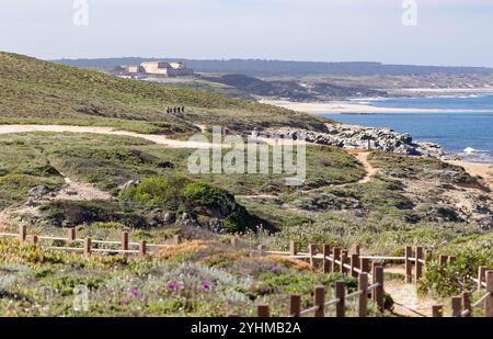 Fischerpfade an der Atlantikküste in Portugal Stockfoto