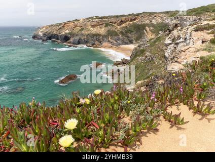 Fischerpfade an der Atlantikküste in Portugal Stockfoto