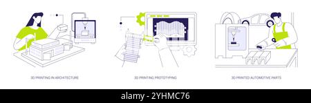 3D-Druck in abstrakten Konzeptdarstellungen. Stock Vektor